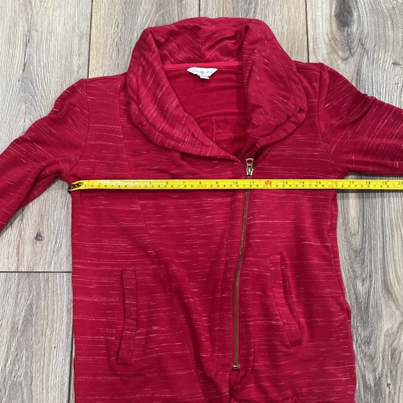 LUCKY LOTUS Jacket Brick Red Burgundy Shawl Collar Zip Sweatshirt SMALL - Picture 7 of 11